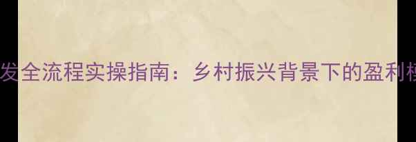 图片 乡村旅游项目开发全流程实操指南：乡村振兴背景下的盈利模式与案例分析2