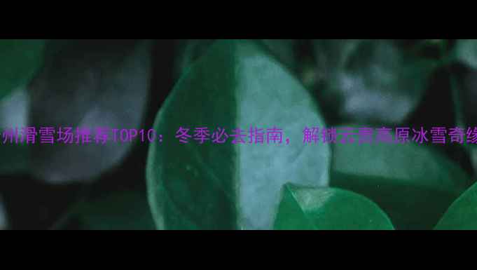 图片 贵州滑雪场推荐TOP10：冬季必去指南，解锁云贵高原冰雪奇缘1