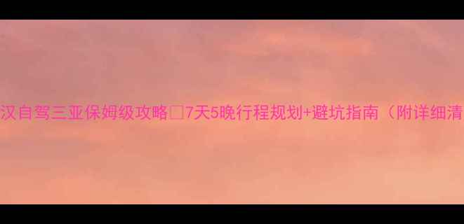 图片 🌟武汉自驾三亚保姆级攻略🚗7天5晚行程规划+避坑指南（附详细清单）